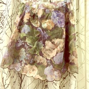 Floral multi colored skirt with scallop trim